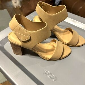 Soda Beige Women's Block Heel Sandals